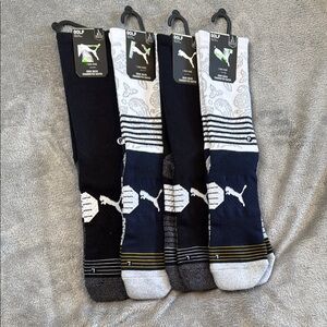 NWT 4 PK Puma Tech Men's Crew Golf Socks - Black, Gray, White Sz 9-13 Jax Tam